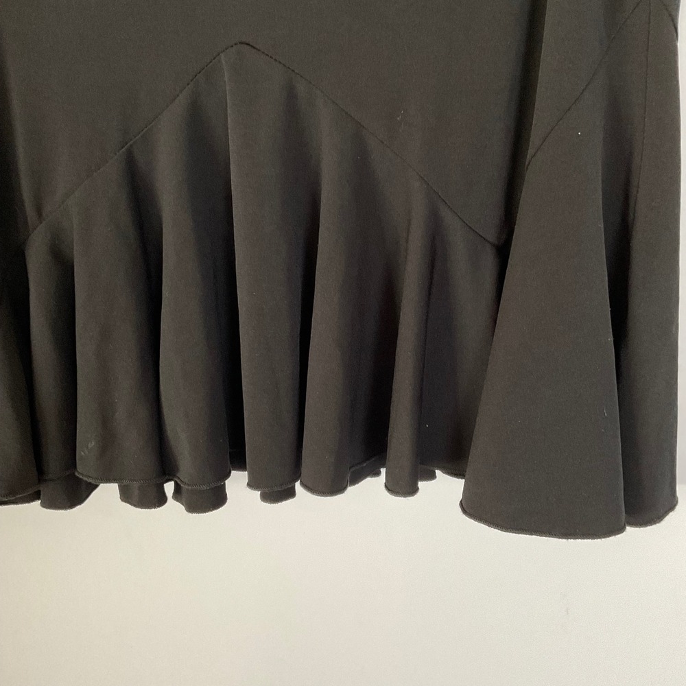 Byer California Vintage Black Ruffle Hem Mini Skirt Drop Waist Size L Made USA - Picture 7 of 8